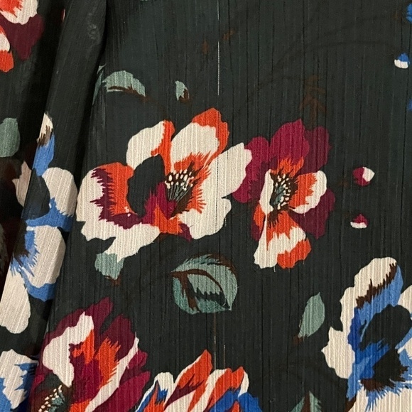 Calvin Klein Dress S Green Floral Mini Sheer Flowy Tropical Boho Western Preppy - Picture 6 of 12